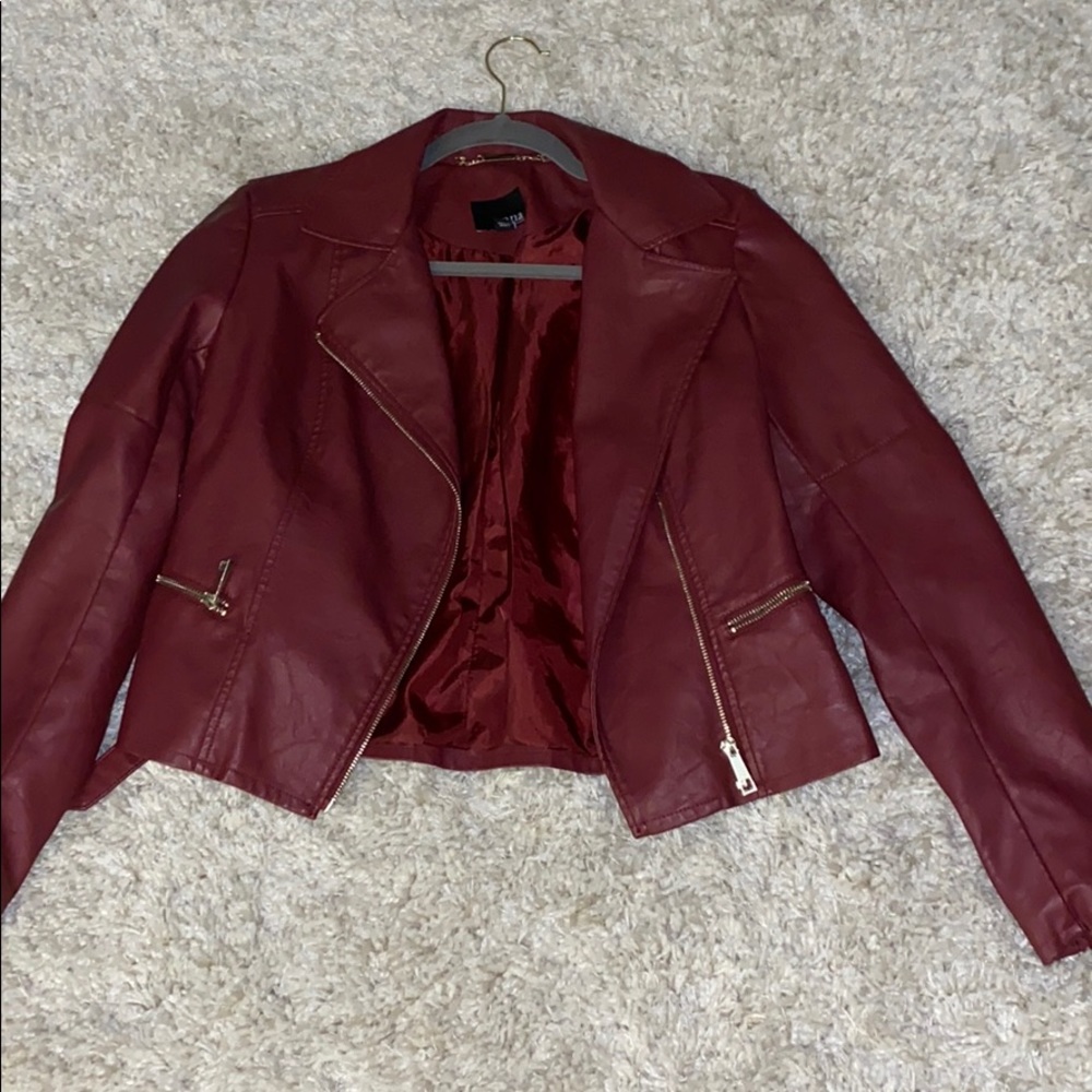 Leather Red Jacket Size Small - image 1